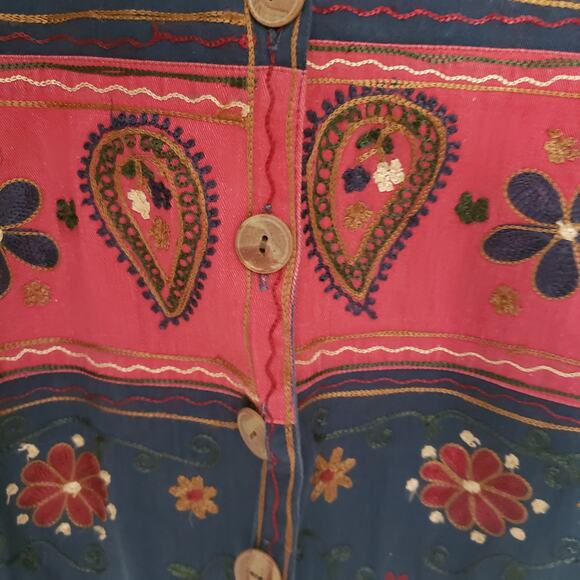 Vtg 90s New Directions Womens Vest Sz S Boho Festival Folk Western Embroidery - Picture 2 of 15